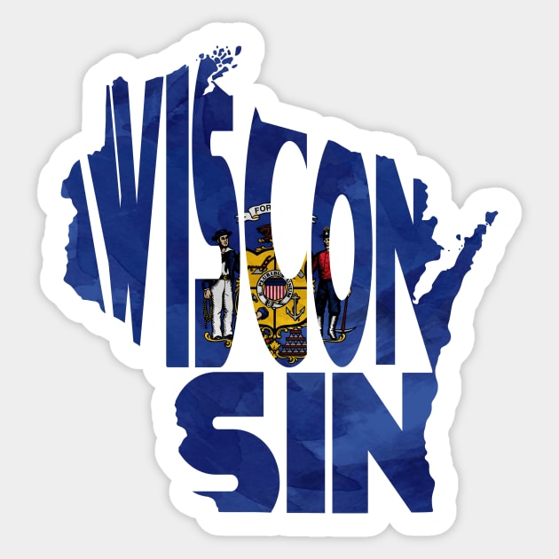 Wisconsin Typo Map Sticker by inspirowl